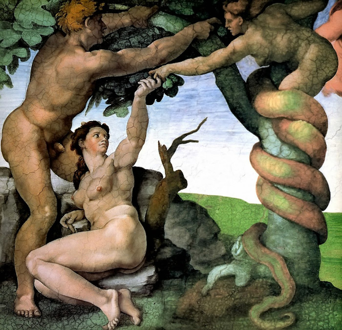 la manzana adam eva miguel angel