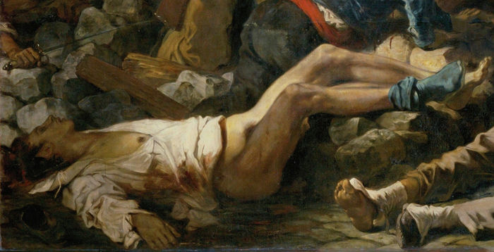 Cuerpos de los caídos en la base
